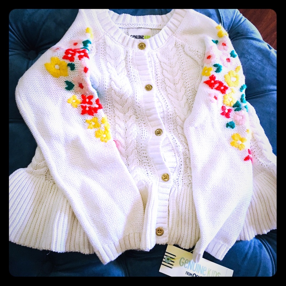 Girls embroider cardigan sweater